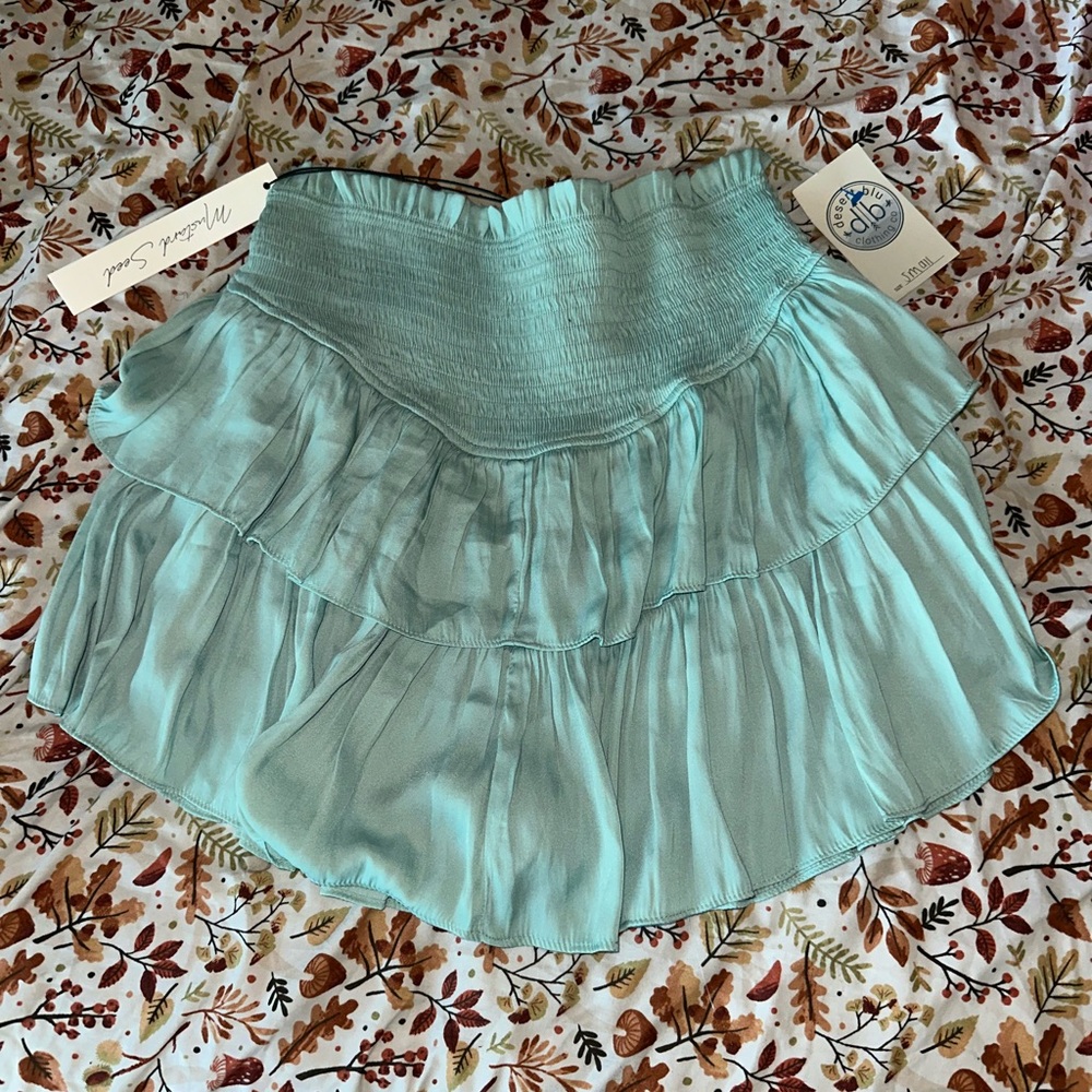 Mustard Seed Aqua Tiered Mini Skirt